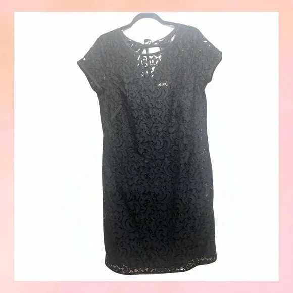 Ann Taylor LOFT Women's Lace Overlay Mini Dress 12 - Picture 7 of 7